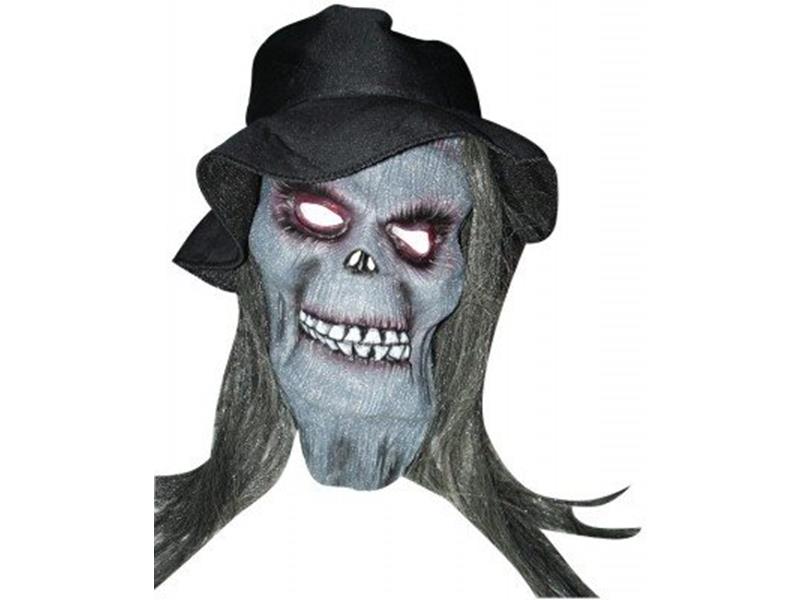 Máscara Caveira com Chapéu e Cabelo Máscara Caveira com Chapéu e Cabelo